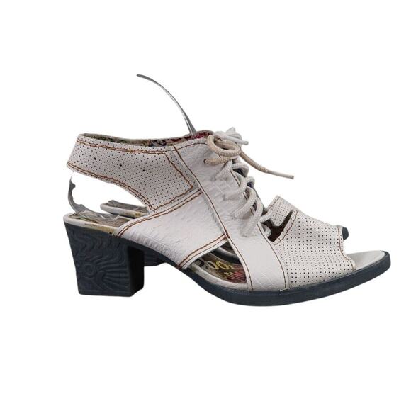 TMA Eyes Shoes Womens 40 Sandal Fashion Lace Up Leather White Block Heel Comfort - Picture 2 of 13